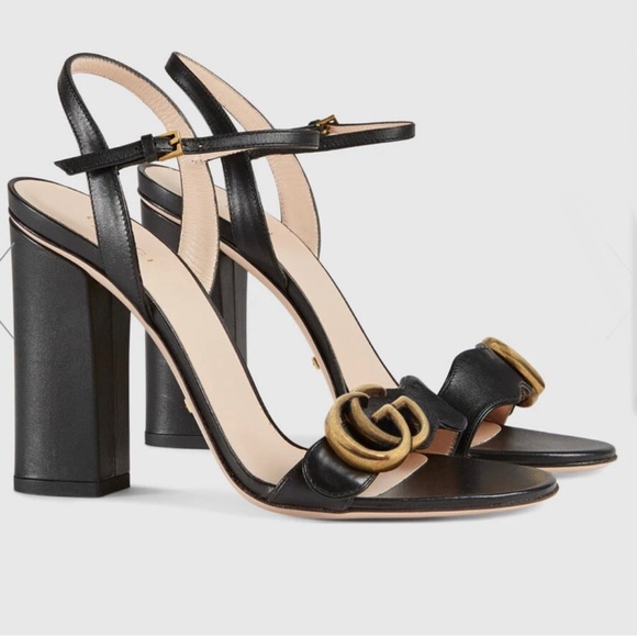 AUTHENTIC GUCCI MARMONT 95 SANDAL BLACK 37.5 - Picture 1 of 9